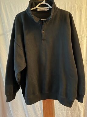 Rumored Black Quarter-Button Pullover Sweatshirt